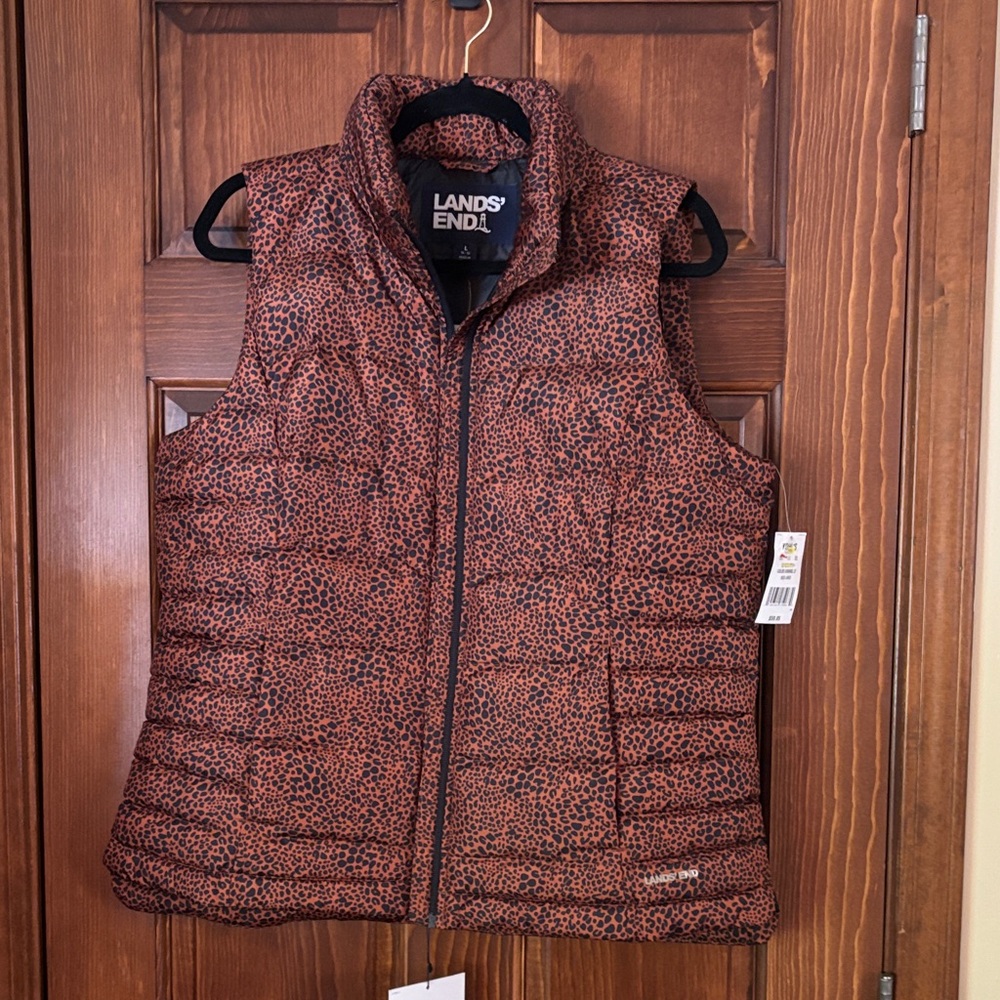 Lands' End Women's Leopard Print Puffer Vest